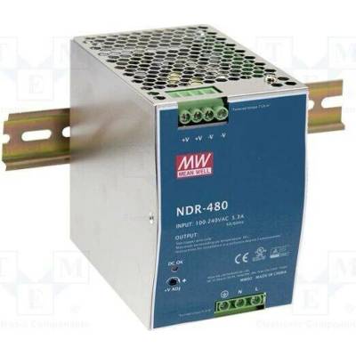 MEAN WELL NDR-480-24 Napájecí zdroj: spínaný; na lištu DIN,slim; 480W; 24VDC; 20A