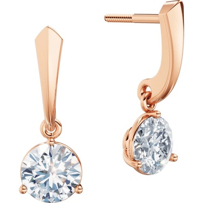 DF dámske náušnice 6416, růžové zlato s laboratorními diamanty o celkové váze 2.00 ct VS1/F