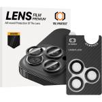 Tel Protect Предпазни стъклени лещи за камерата на iPhone 17 Pro, iPhone 17 Pro Max - Tel Protect 3D Aramid Tempered Glass Camera Lens Protector (карбон)