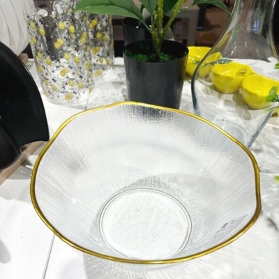 Home Styling Collection Skleněná mísa se zlatým okrajem DATURA, 28 cm