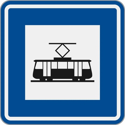 Dopravní značka IJ4a Označník zastávky (Tramvaj)