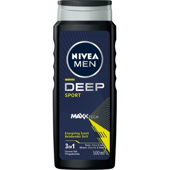 Nivea Men Deep Sport 3v1 Pánsky Sprchový Gél Šampón na Vlasy 500 ml