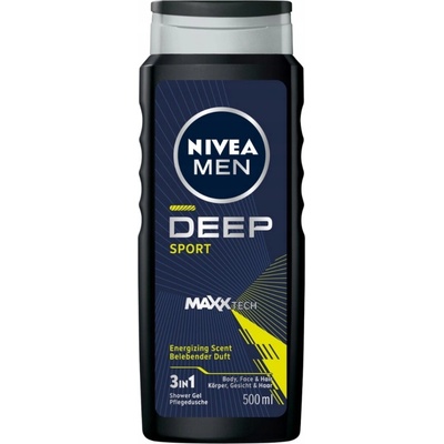 Nivea Men Deep Sport 3v1 Pánsky Sprchový Gél Šampón na Vlasy 500 ml