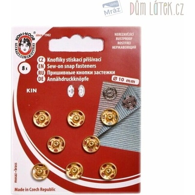 Gombíky stláčacie prišívacie (patentky) 10 mm, zlaté