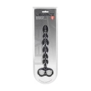 Boss of Toys Beaded Silicone Anal Probe with Double Loop - Black
