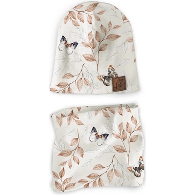 Rebrovaný set čiapka + nákrčník Butterfly
