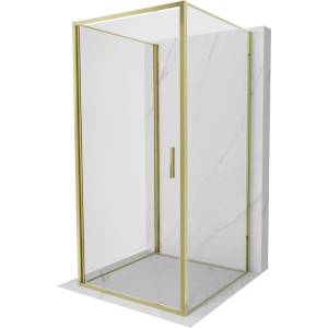 Mexen Exo-3S душ кабина 3-стенна, отваряема, 75 x 75 см, прозрачна, златна (817-075-075-50-00-3S)