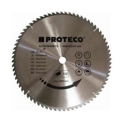 Proteco pílový kotúč 450 x 4,0 x 30 mm 72 WZ HM
