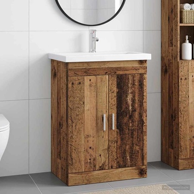 vidaXL Комплект мебели за баня Старо дърво 61 x 40 x 84, 5 см (3404356)
