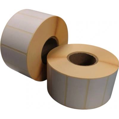 Papierová Etiketa 50 mm x 25 mm, Perforácia, Matný papier, Biela, Dutinka 40 mm, 2000 ks/kotúč, Permanentné lepidlo, Priemer kotúča 98 mm