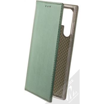 Pouzdro 1Mcz Magnetic Book Samsung Galaxy S22 Ultra 5G tmavě zelené