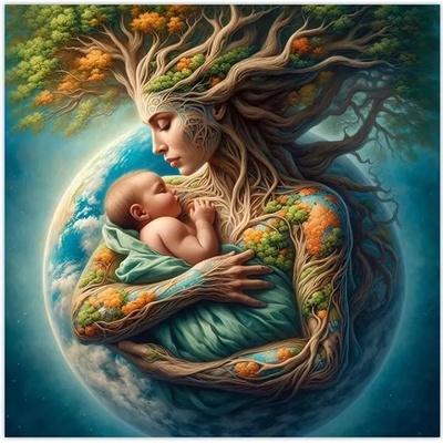 Norimpex - Puzzle Diamant painting: Mother Earth with child 30x40cm - 1 - 39 piese