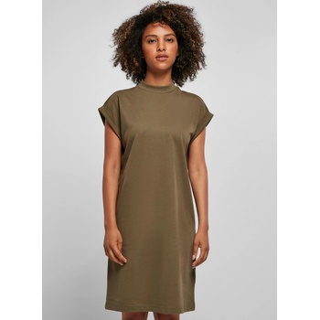 Build Your Brand Pevné šaty s ohnutými rukávky a se stojáčkem zelená olivová