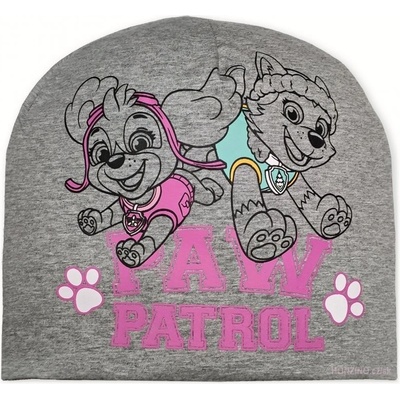 Setino dievčenská jarná / jesenná čiapka Tlapková patrola Skye a Everest sivo melírovaná