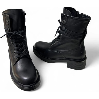 ДАМСКИ БОТИ ОТ ЕСТЕСТВЕНА КОЖА В ЧЕРЕН ЦВЯТ С ВРЪЗКИ