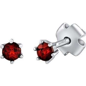 Silvego Strieborné náušnice kôstky Mily s prírodným granátom 3 mm JSW2233SGR3