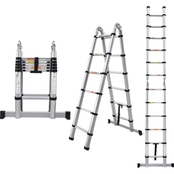 MXM 2в1 Телескопична стълба с шарнир - 3, 8 м, алуминий