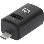 Manhattan USB хъб „Манхатън - мини хъб с 3 USB 3.0/2.0 Type-C комбинирани порта, ултракомпактен дизайн, черен 180993 (180993)