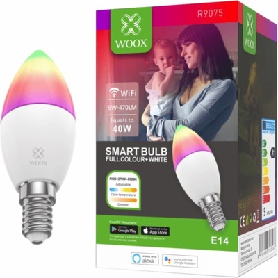 Woox Smart LED žárovka E14 5W RGB CCT R9075 WiFi Tuya