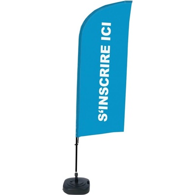 Jansen Display Kompletní sada reklamní vlajky ve tvaru křídla, Přihlášení, modrá, francouzština, 1105 x 3300 mm – Hledejceny.cz