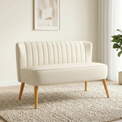 HOMCOM 2místný gauč se vzhledem lnu 117 x 56,5 x 77 cm | krémově bílý – Zboží Dáma
