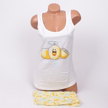 Пижама в бяло и бледожълто с лимончета