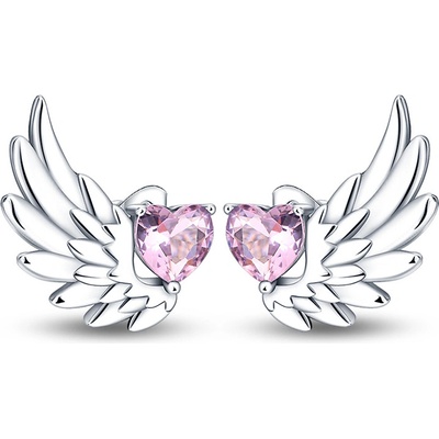 DELIS Сребърни обеци от проба 925, jw604, дизайн на сърце с крило, с родиево покритие (jw604)