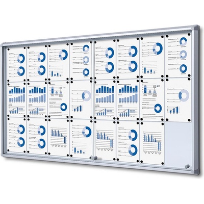 Jansen Display Interiérová vitrína 24xA4, posuvné dveře, metalová záda, 1815 x 982 mm