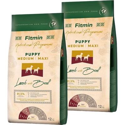 Fitmin Puppy Medium & Maxi Lamb & Beef 2 x 12 kg