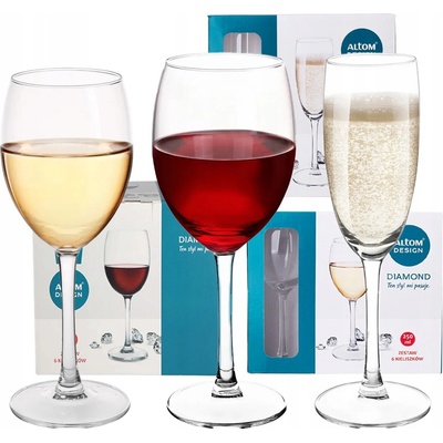 Design Skleničky na červené víno Altom Diamond bezbarvé 18 x 250 ml