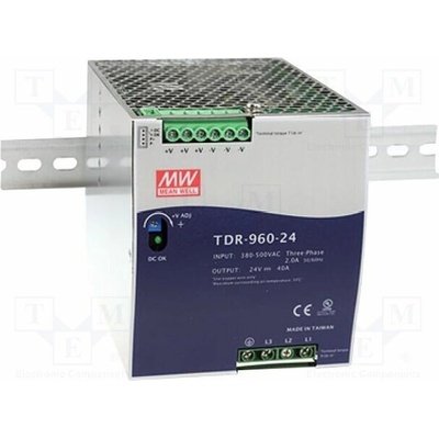 MEAN WELL TDR-960-24 Napájecí zdroj: spínaný; na lištu DIN; 960W; 24VDC; 40A; OUT: 1
