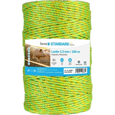 Lanko pre elektrický ohradník, priemer 2,5 mm, žltozelený neón, dĺžka 200 m