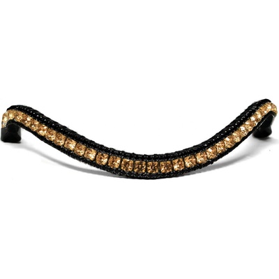 Blingyourhorse Třpytivá čelenka na uzdečku RHINESTONE BLACK & GOLD SUBTILE Černá – Zboží Dáma