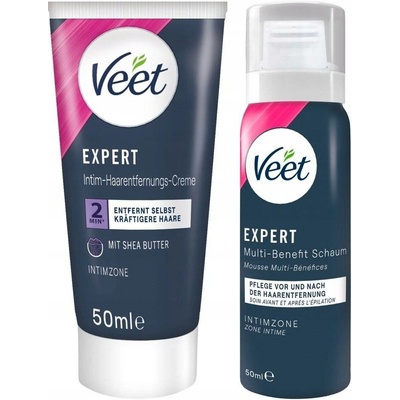 Veet Sada pro depilaci intimních partií depilační krém a pěna, 2x50 ml