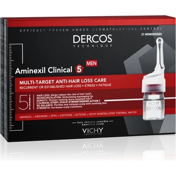 Vichy Dercos Aminexil Clinical 5 cielená starostlivosť proti vypadávaniu vlasov pre mužov Multi-Target Anti-Hair Loss Treating Care 21 x 6 ml