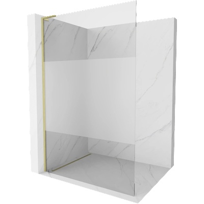 Mexen Kioto L, стена за душ Walk-in 120 x 200 см, прозрачно/матирано, злато четкано - 800-120-103-55-35 (800-120-103-55-35)