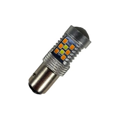 Диодна крушка ba15 с 28 диода 2835 и лупа - комбинирана за мигач и дневни светлини