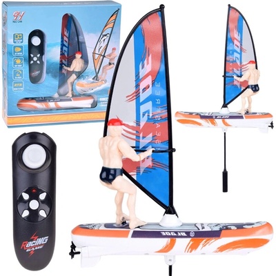 JOKOMISIADA RC windsurfing s LED osvetlením – diaľkovo ovládaná vodná hračka – modrá RTR