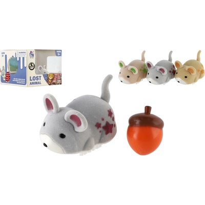 Teddies Veverička so žaluďom plast, na batérie, 3 farby
