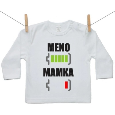 Boodyy Tričko s dlhým rukávom Batéria nabitá/vybitá mamka s menom