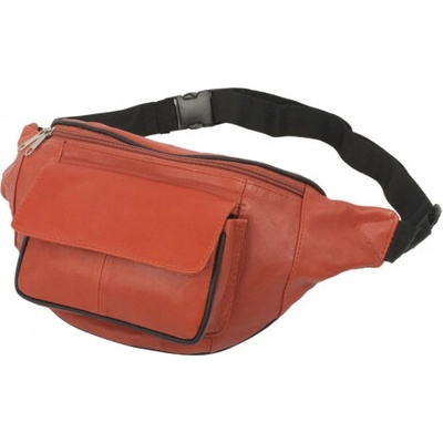 Bauchtasche mit Fronttasche Klettverschluss Nappa Leder rostbraun