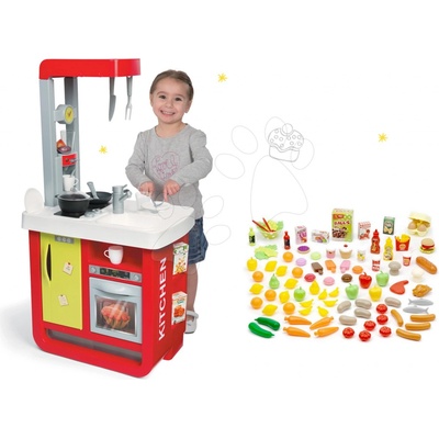 Smoby set elektronická Bon Appetit Red&Green so zvukmi+potraviny 100 ks 310810-5
