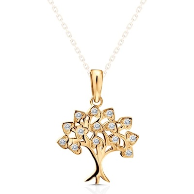 SAVICKI Висулка с дърво savicki: жълто злато, цирконий