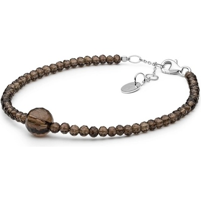 Gaura Pearls Korálkový náramek s kouřovým křemenem stříbro 244-30B Hnědá