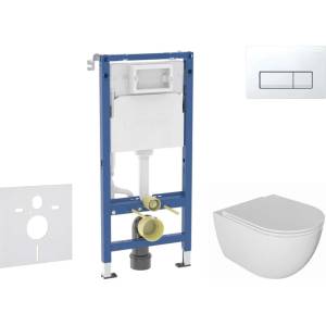 Geberit Duofix - Комплект за монтаж пред стена, тоалетна Oudee и седалка със система „softclose, бутон Delta50, алпийско бяло SANI11CA3137B (SANI11CA3137B)