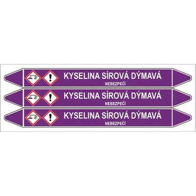 Značení potrubí, kyselina sírová dýmavá,3 ks, 355 × 37 mm PZ 007249