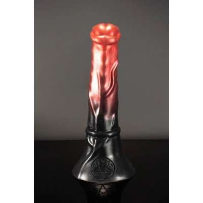 Twisted Beast Orobas Demon Blood Ombre XL, prémiové silikónové dildo s Vac-U-Lock prísavkou 41 x 6,5–12,5 cm