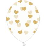 PartyDeco Балон - Прозрачен съз златни сърца