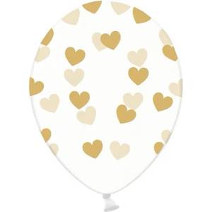 PartyDeco Балон - Прозрачен съз златни сърца