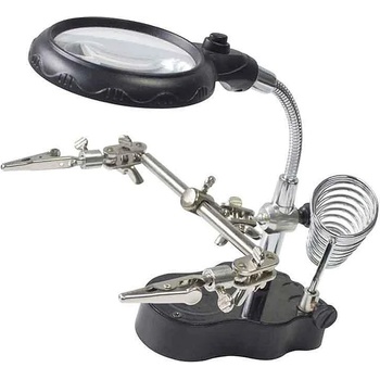 Bigstren Помощна стойка за запояване (трета ръка) с Лупа, led осветление, държач за поялник bigstren (uni-07585)